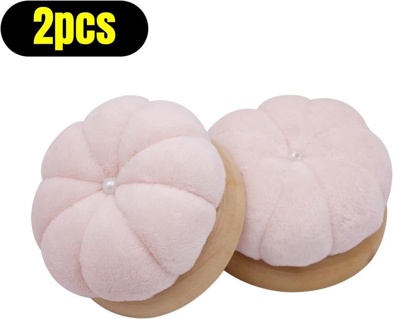 Uxney Pin Cushion,Wooden Sewing Pin Cushion Pincushion Needle Cushion for Sewing Quilting Needlework DIY Crafts(Light Pink,2 PCS) - Image 3